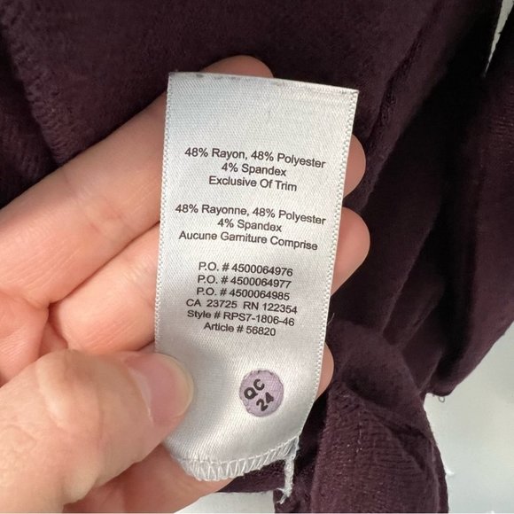 Aritzia Wilfred Free Aneta V-Neck Top Maroon Burgundy Loose Boxy Fit - Picture 15 of 15